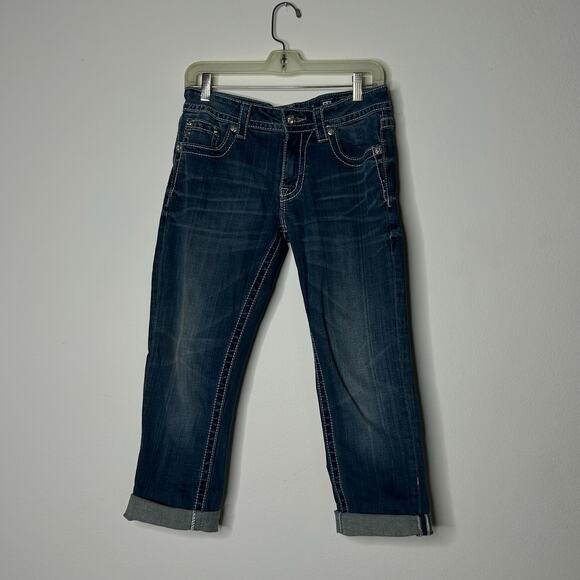 Miss Me Boyfriend‎ Distressed Capri Embellished Jeans Y2K Sz 25W - Picture 9 of 11